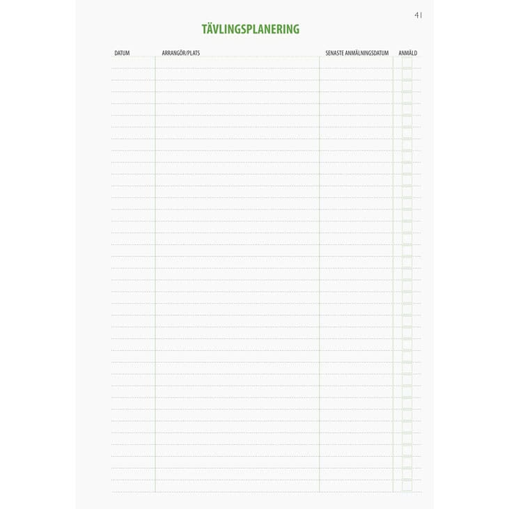 Tävlingsplanering Stallboken