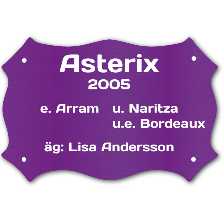 Boxskylt Lila Metallic/Vit Form 5