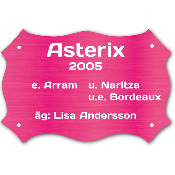 Boxskylt Rosa Metallic/Vit Form 6