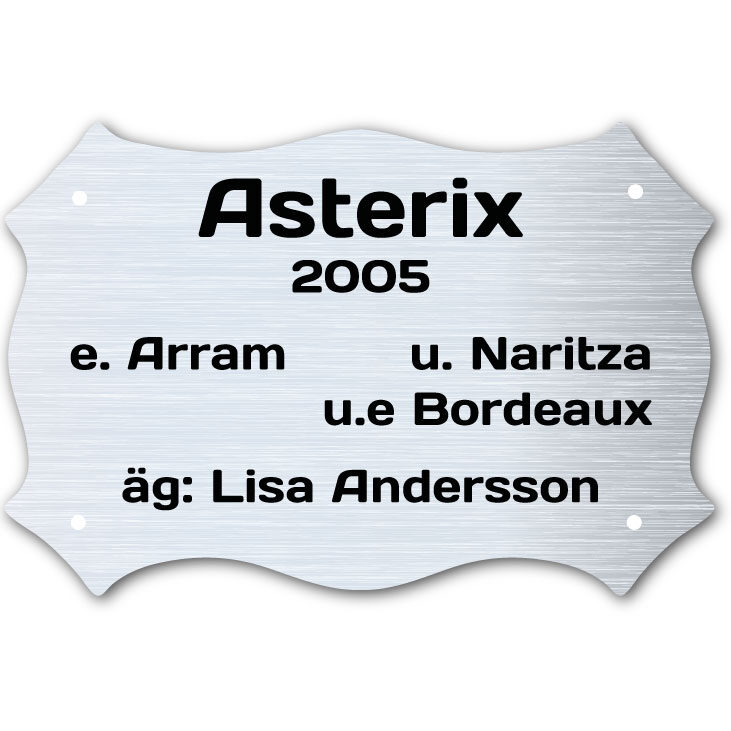 Boxskylt Silver/Svart Form 6